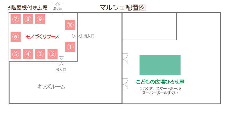 ３階屋根付き広場マルシェ配置図
